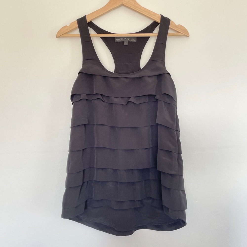 Aritzia x Central Park West Women’s Black Ruffle Tank Blouse Sleeveless Top XS